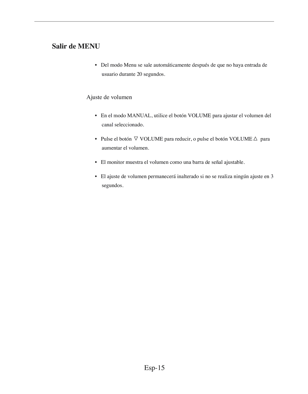 Samsung CMF-2180, CMF-1580 manual Salir de Menu, Esp-15 