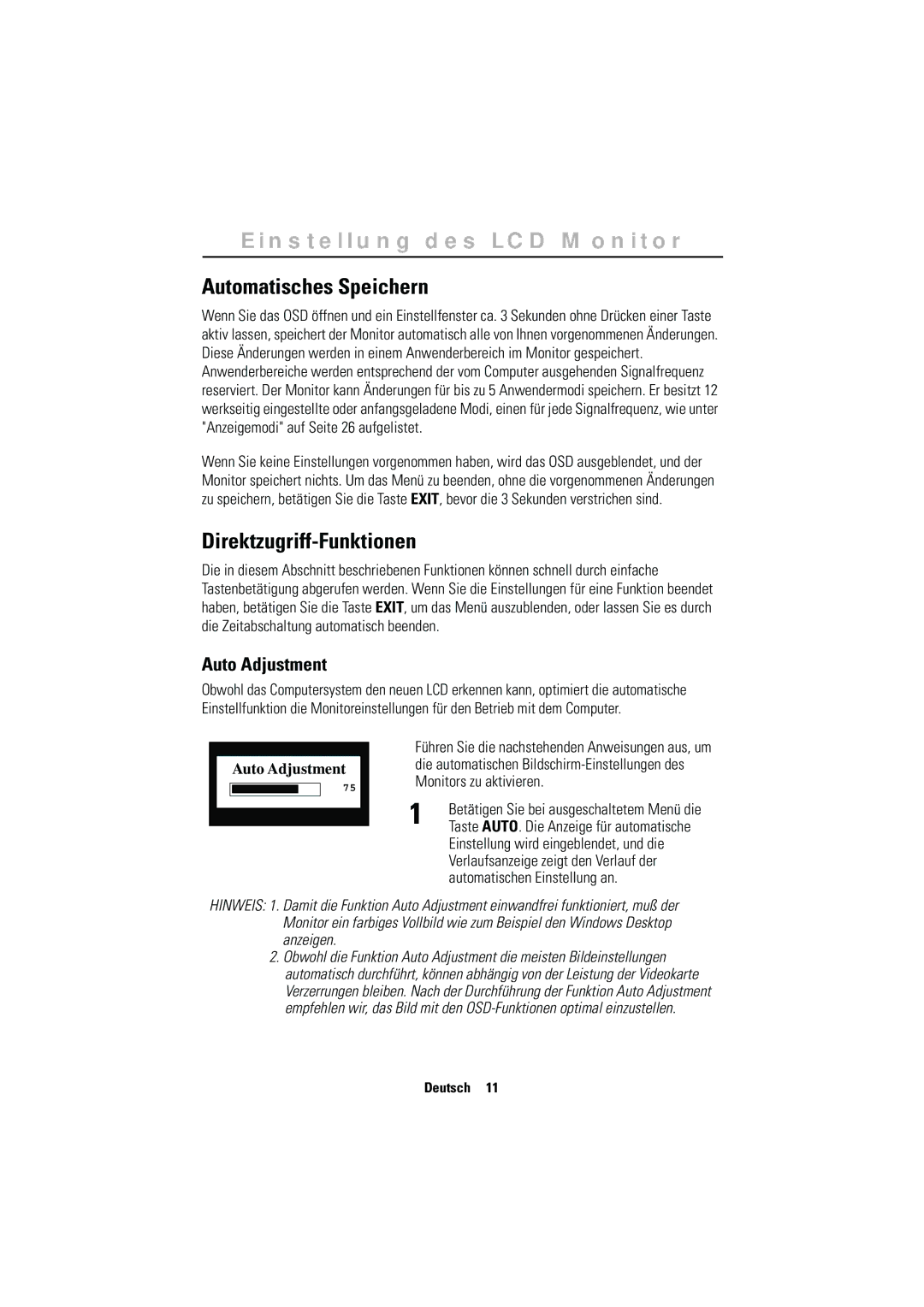 Samsung CN15MSPS/EDC, CN15MSPN/EDC, RN15MSSPS/EDC manual Automatisches Speichern, Direktzugriff-Funktionen, Auto Adjustment 