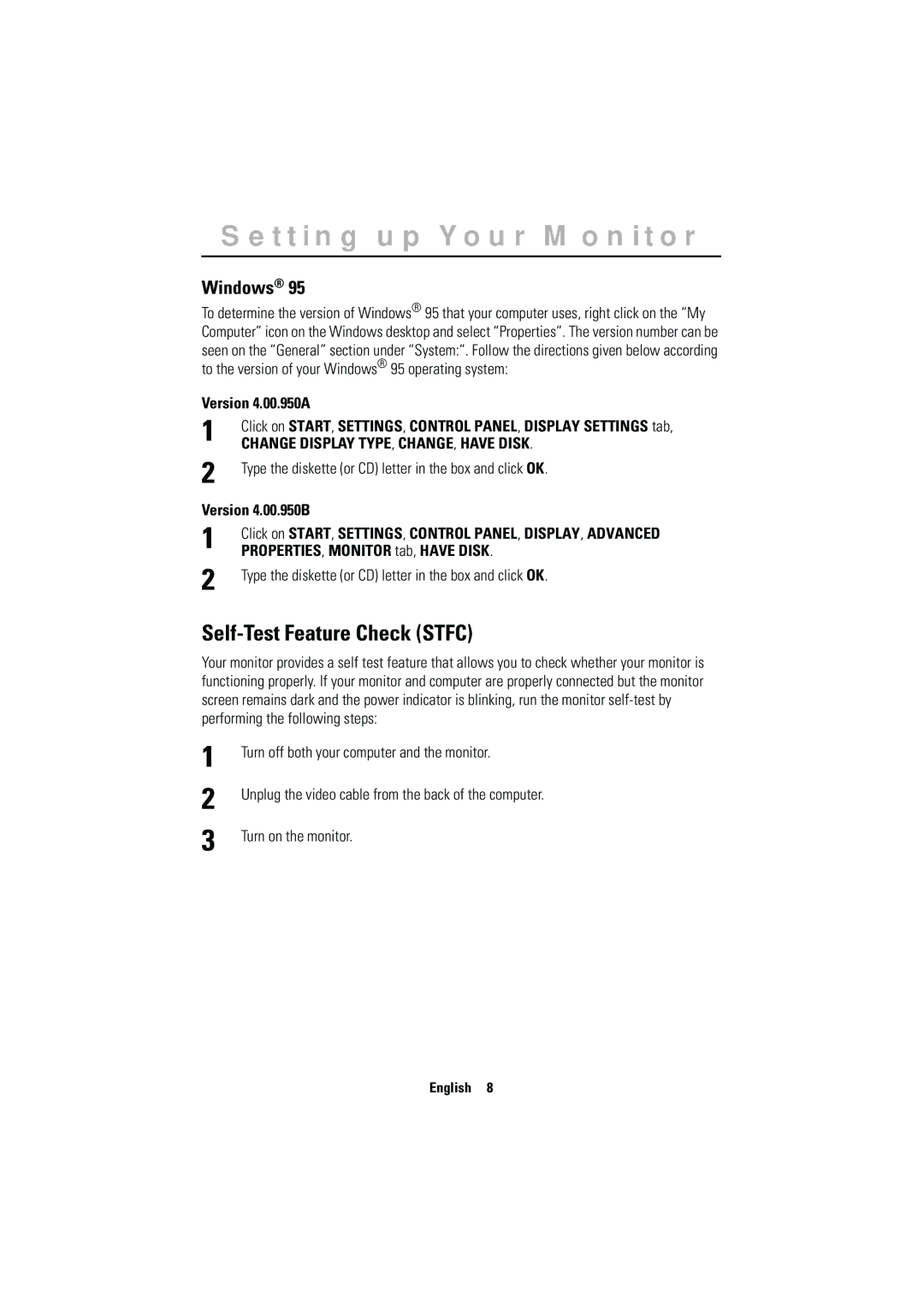 Samsung RN15MSSFS/EDC, CN15MSPN/EDC, RN15MSSPS/EDC manual Self-Test Feature Check Stfc, Version 4.00.950A, Version 4.00.950B 