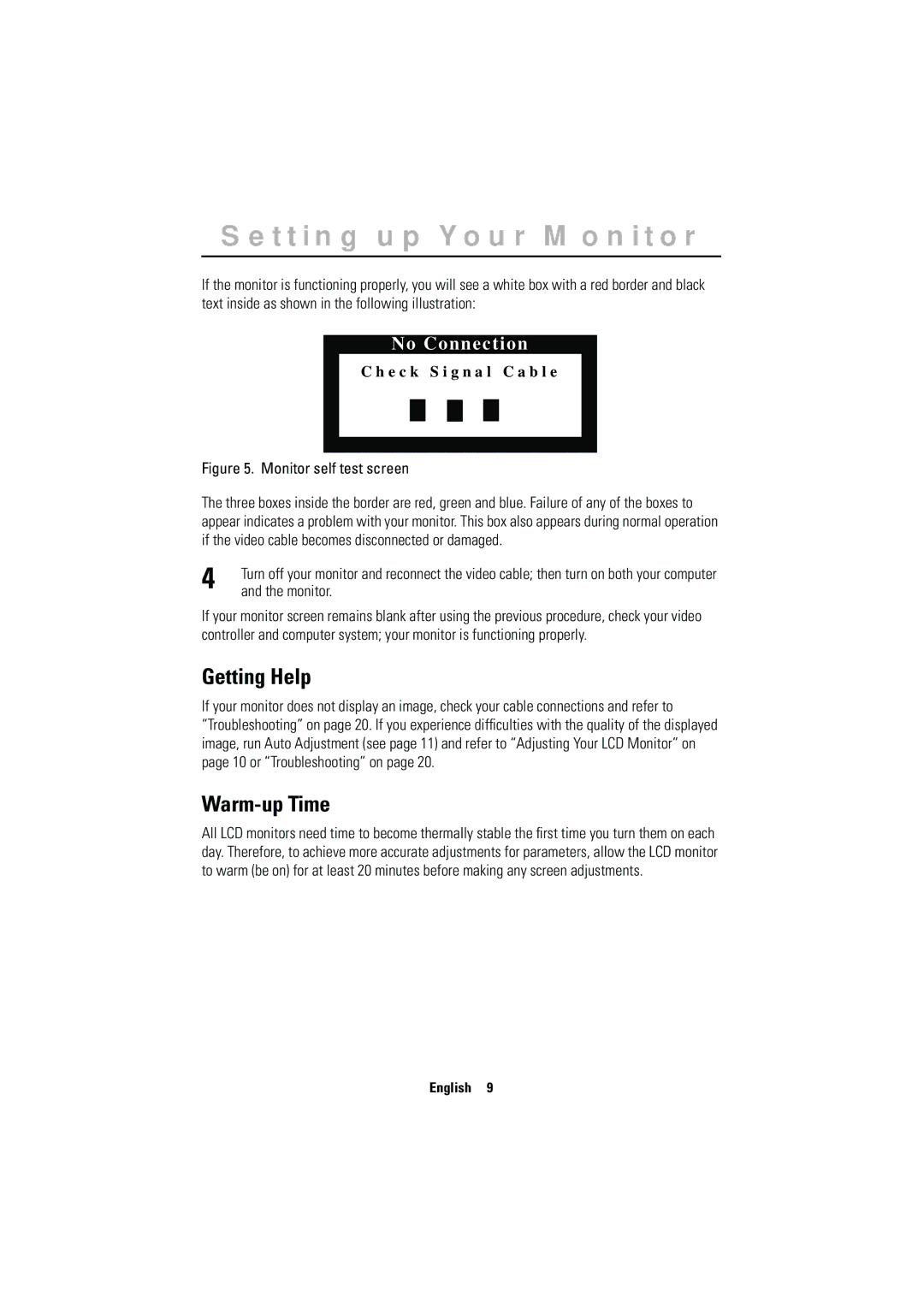 Samsung CN15MSAN/EDC, CN15MSPN/EDC, RN15MSSPS/EDC, CN15MSAS/EDC, CN15MSAPS/XEU manual Getting Help, Warm-up Time, Monitor 