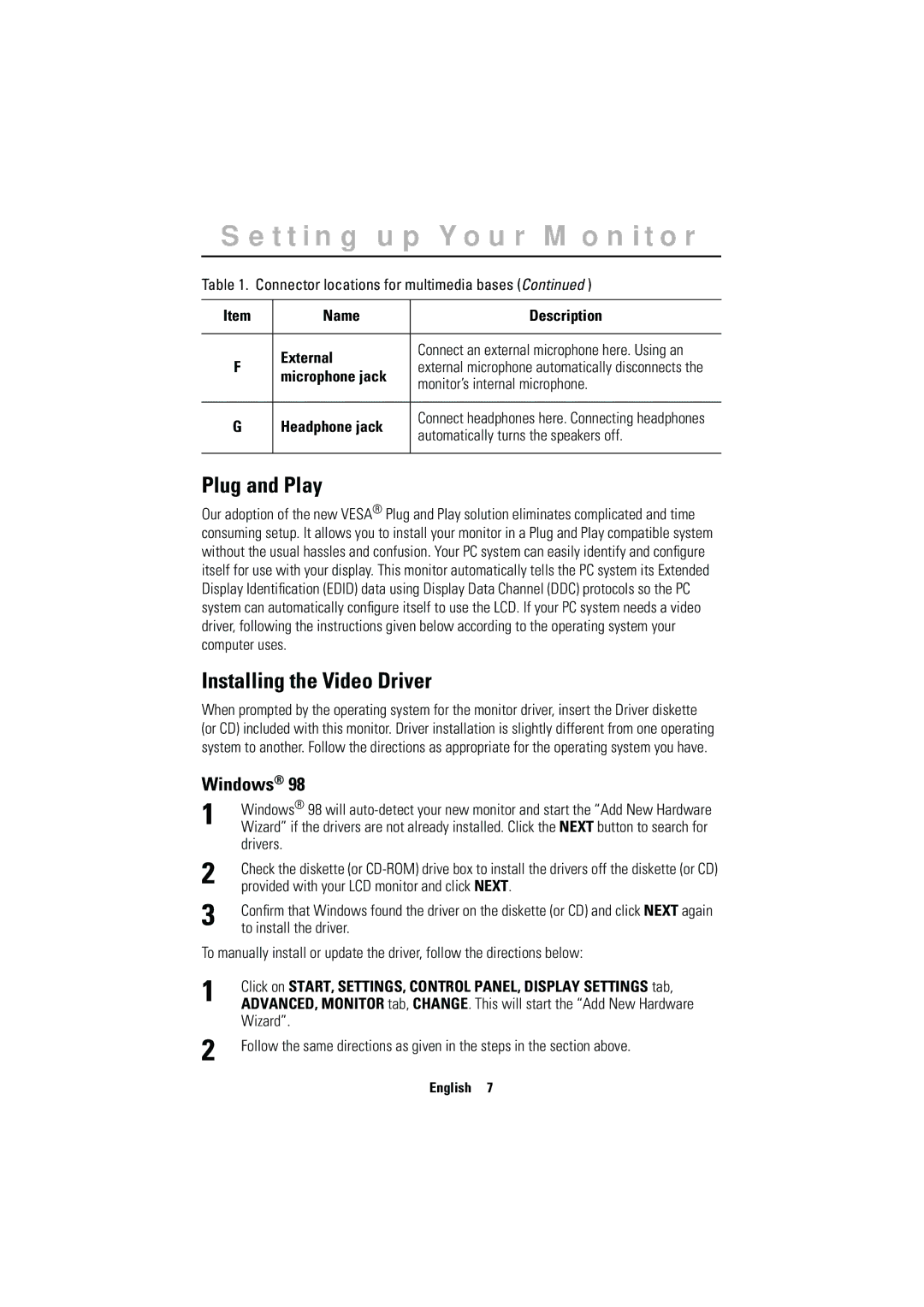 Samsung RN15MSSPN/XEU, CN15MSPN/EDC, RN15MSSPS/EDC, CN15MSAS/EDC manual Plug and Play, Installing the Video Driver, Windows 