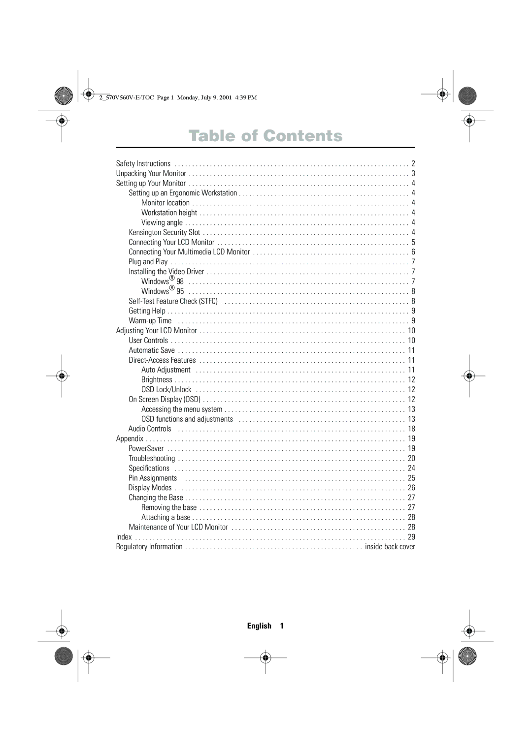 Samsung CN15VOSN/VNT manual Table of Contents 