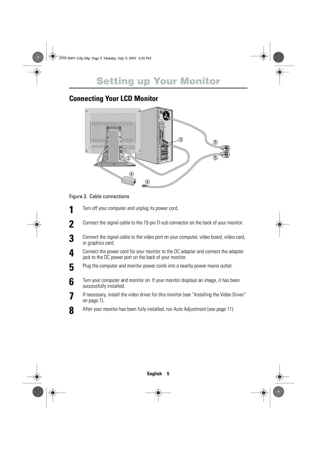 Samsung CN15VOSN/VNT Connecting Your LCD Monitor, Or graphics card, Jack to the DC power port on the back of your monitor 