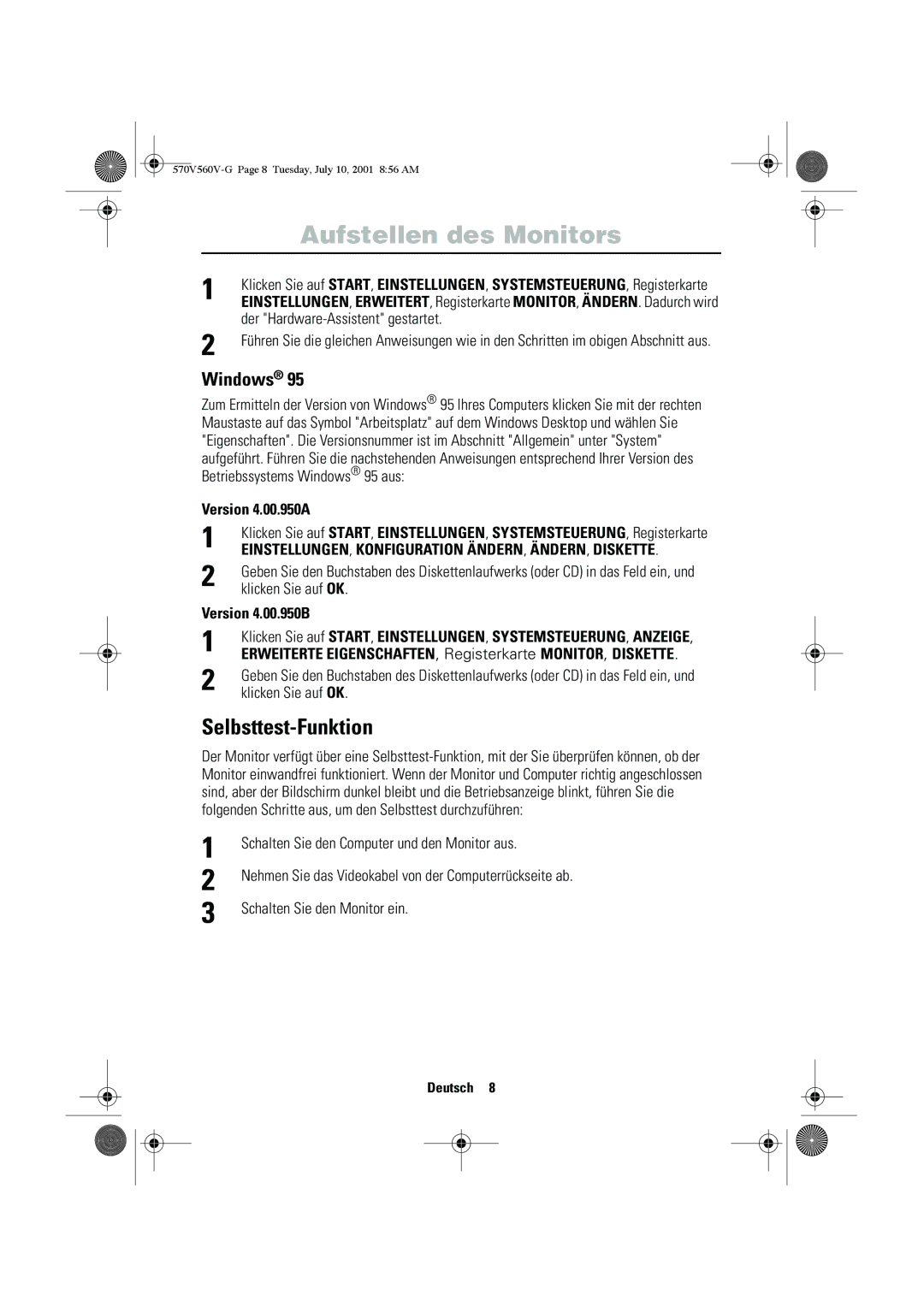 Samsung CN15VOSN/VNT manual Selbsttest-Funktion, Der Hardware-Assistent gestartet, Version 4.00.950A, Klicken Sie auf OK 