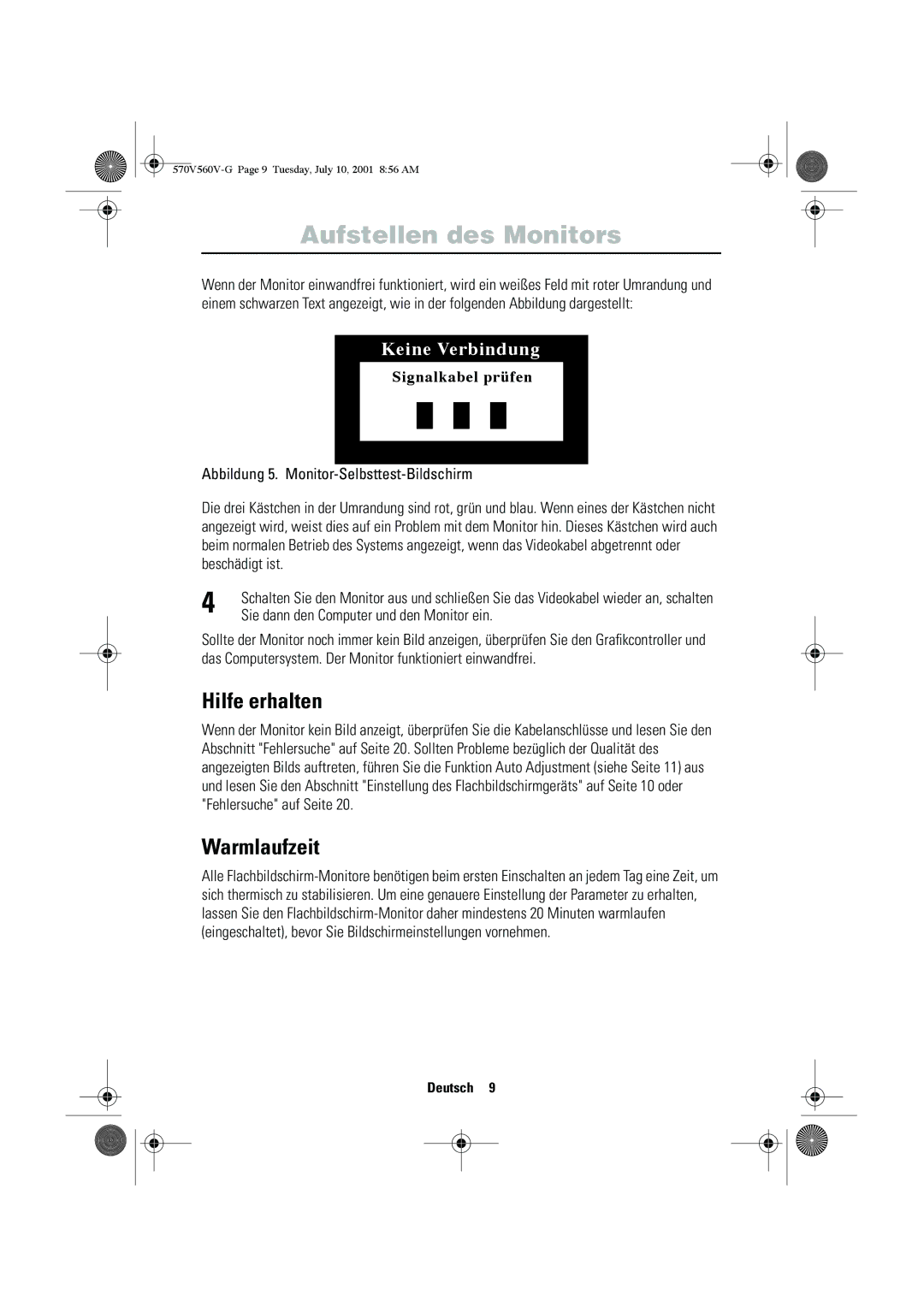 Samsung CN15VOSN/VNT manual Hilfe erhalten, Warmlaufzeit, Sie dann den Computer und den Monitor ein 