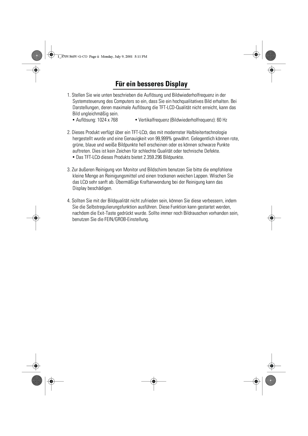 Samsung CN15VOSN/VNT manual Für ein besseres Display, Auflösung 1024 x 