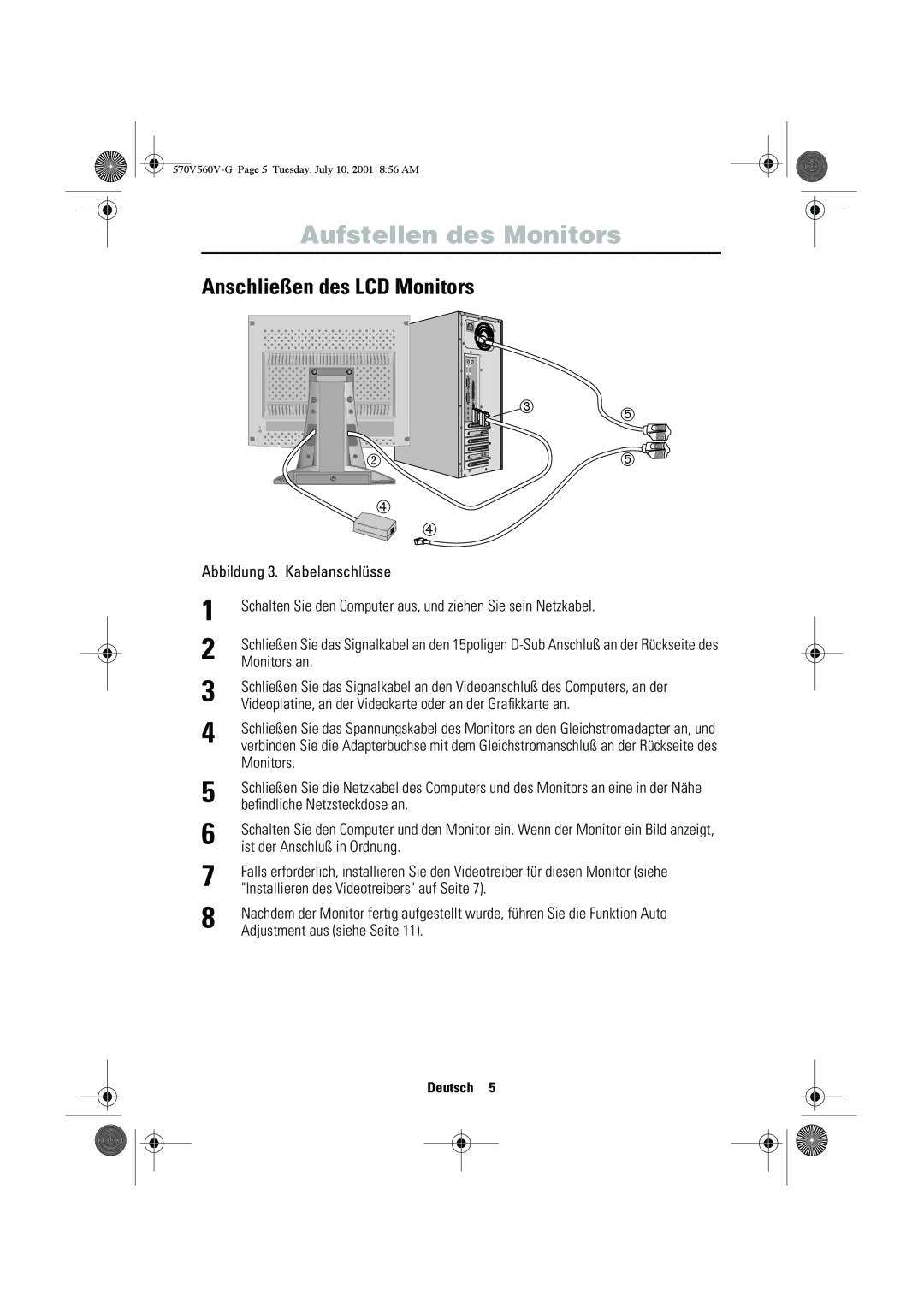 Samsung CN15VOSN/VNT manual Anschließen des LCD Monitors, Abbildung 3. Kabelanschlüsse 