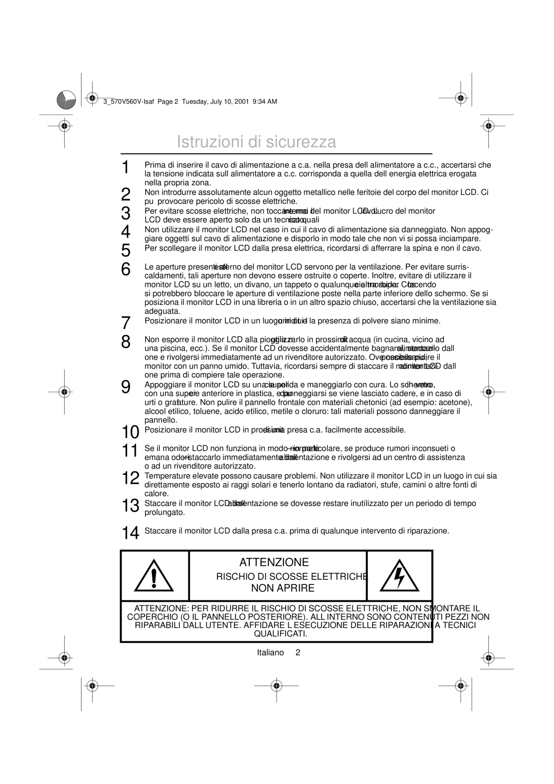 Samsung CN15VOSN/VNT manual Istruzioni di sicurezza, Calore 