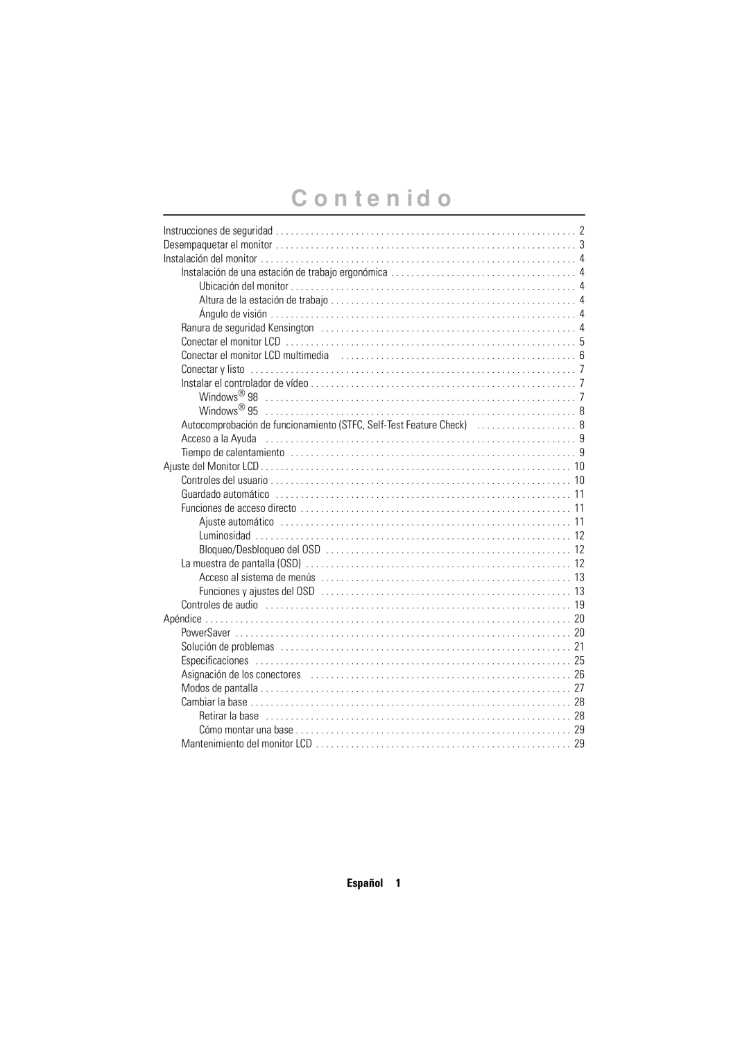 Samsung CN15VSPS/EDC, CN15VSPN/EDC, CN15VSAN/EDC manual Contenido, Español 