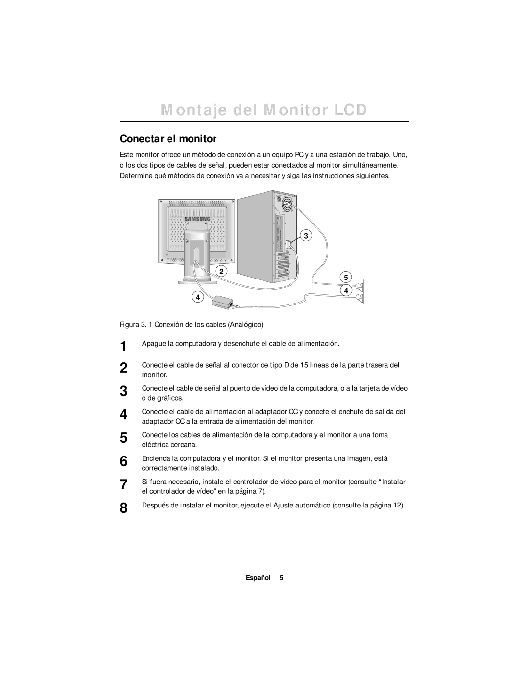 Samsung DV17MSSAN/EDC, CN17ASAN/EDC manual Conectar el monitor 