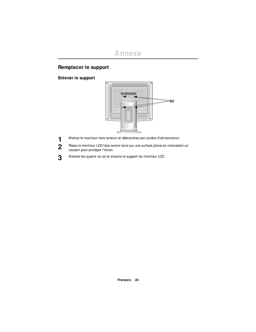 Samsung DV17MSSAS/EDC, CN17ASAS/EDC, CN17ASAN/EDC, DV17MSSAN/EDC manual Remplacer le support, Enlever le support 