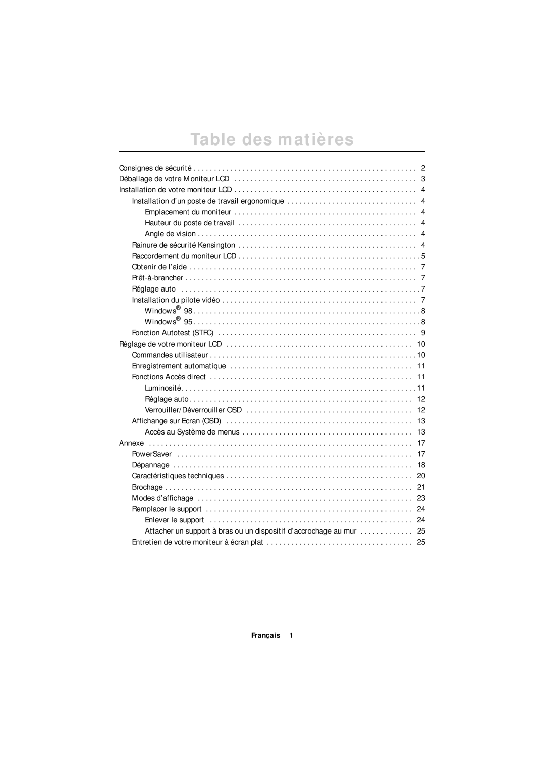 Samsung CN17ASAS/EDC, CN17ASAN/EDC, DV17MSSAS/EDC, DV17MSSAN/EDC manual Table des matières 