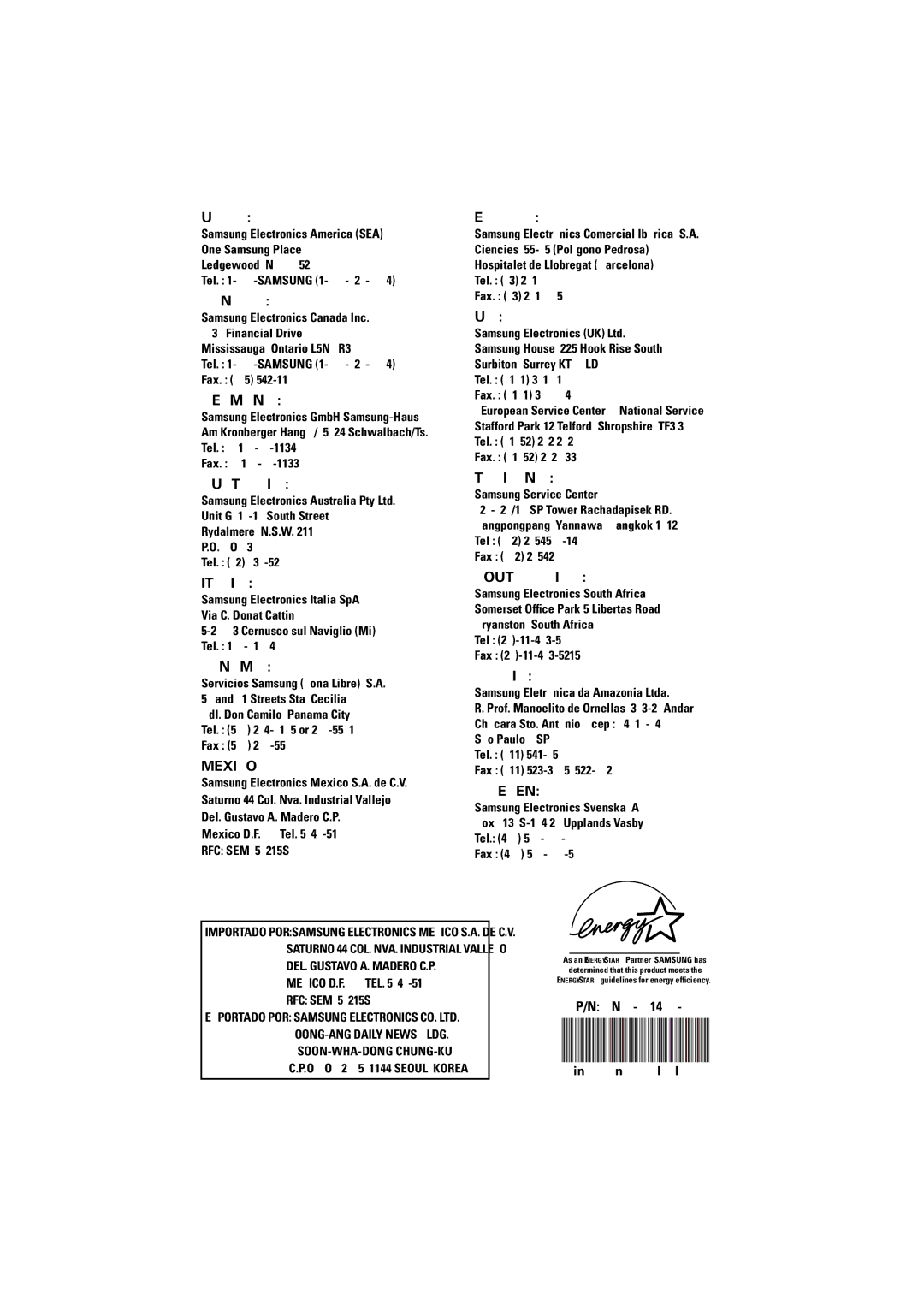 Samsung CN17BSAN/EDC, CN17BSAN/XSJ, GR17MSSAN/EDC, CN17BSAS/EDC manual Germany 