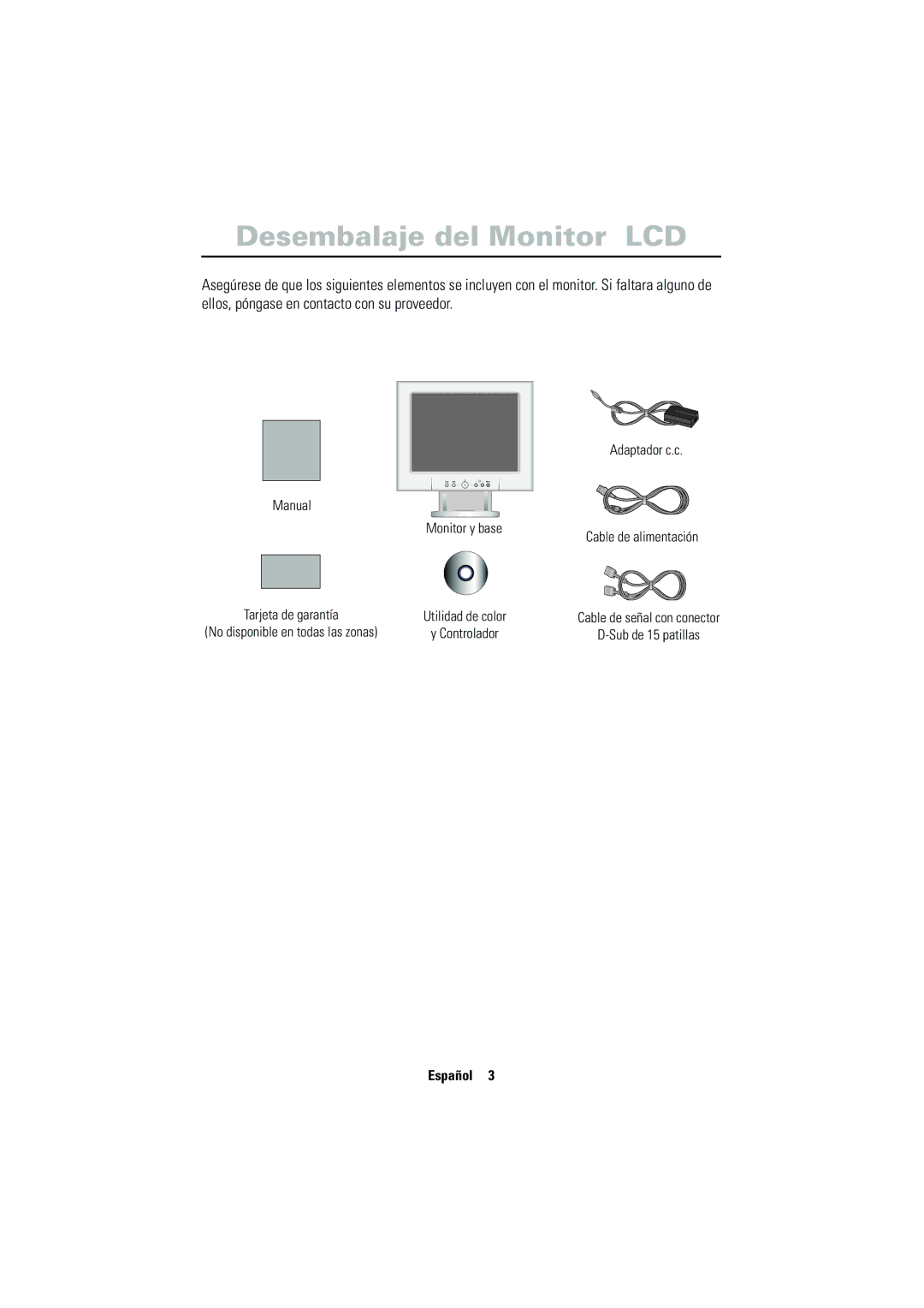 Samsung CN17VSSN/EDC manual Desembalaje del Monitor LCD, Français 