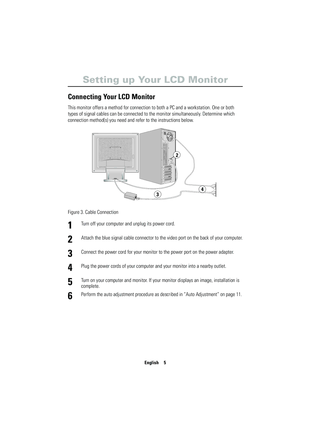 Samsung CN17VSSN/EDC manual Connecting Your LCD Monitor, Turn off your computer and unplug its power cord 