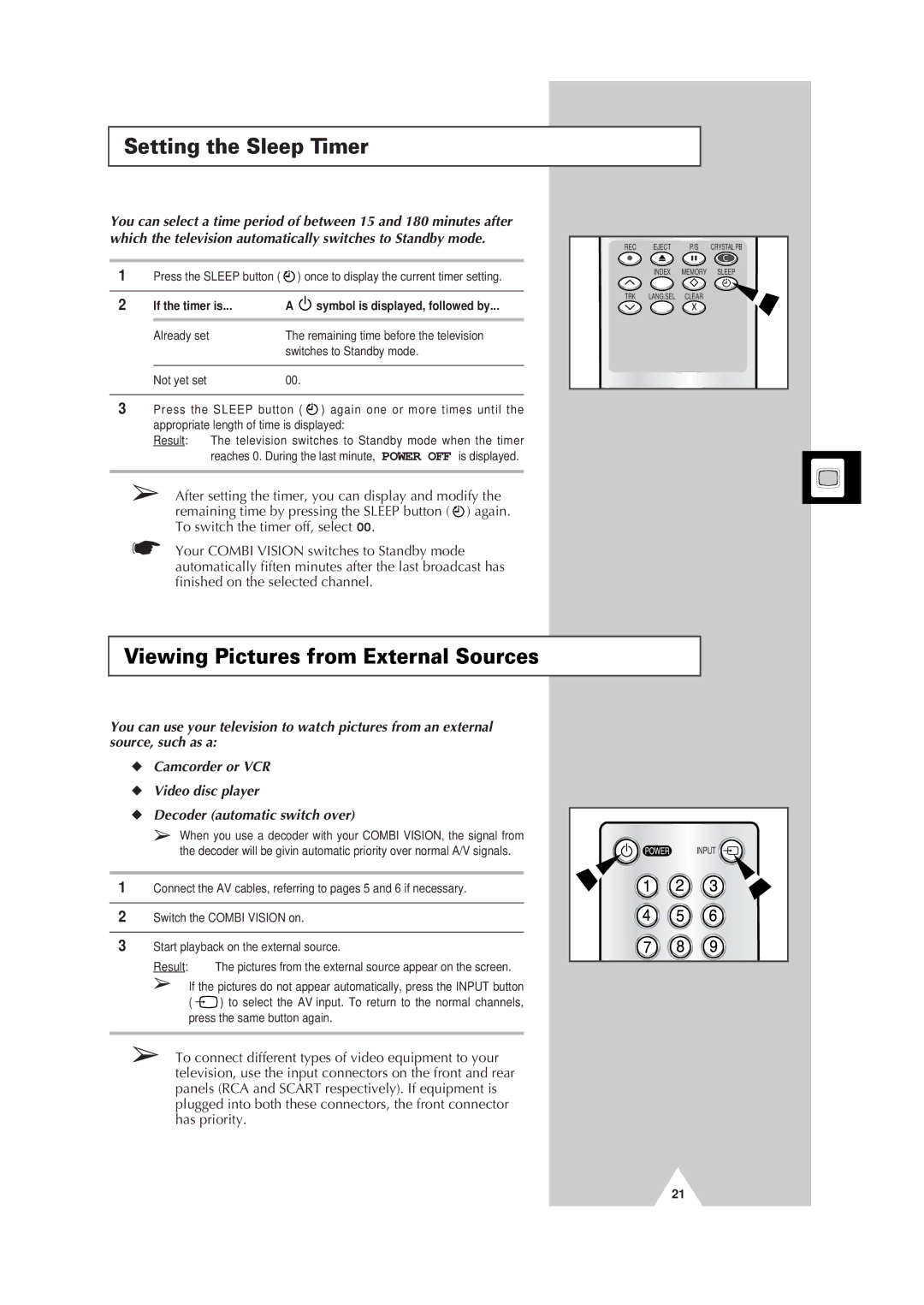 Samsung Colour TV/VCR manual Setting the Sleep Timer, If the timer is 