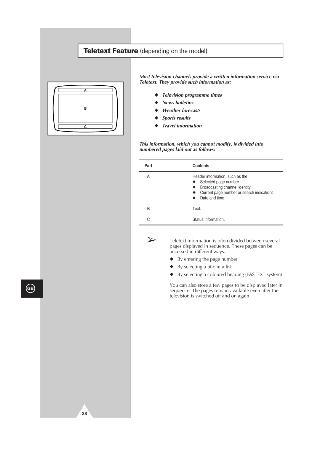 Samsung Colour TV/VCR manual Teletext Feature depending on the model, Contents 