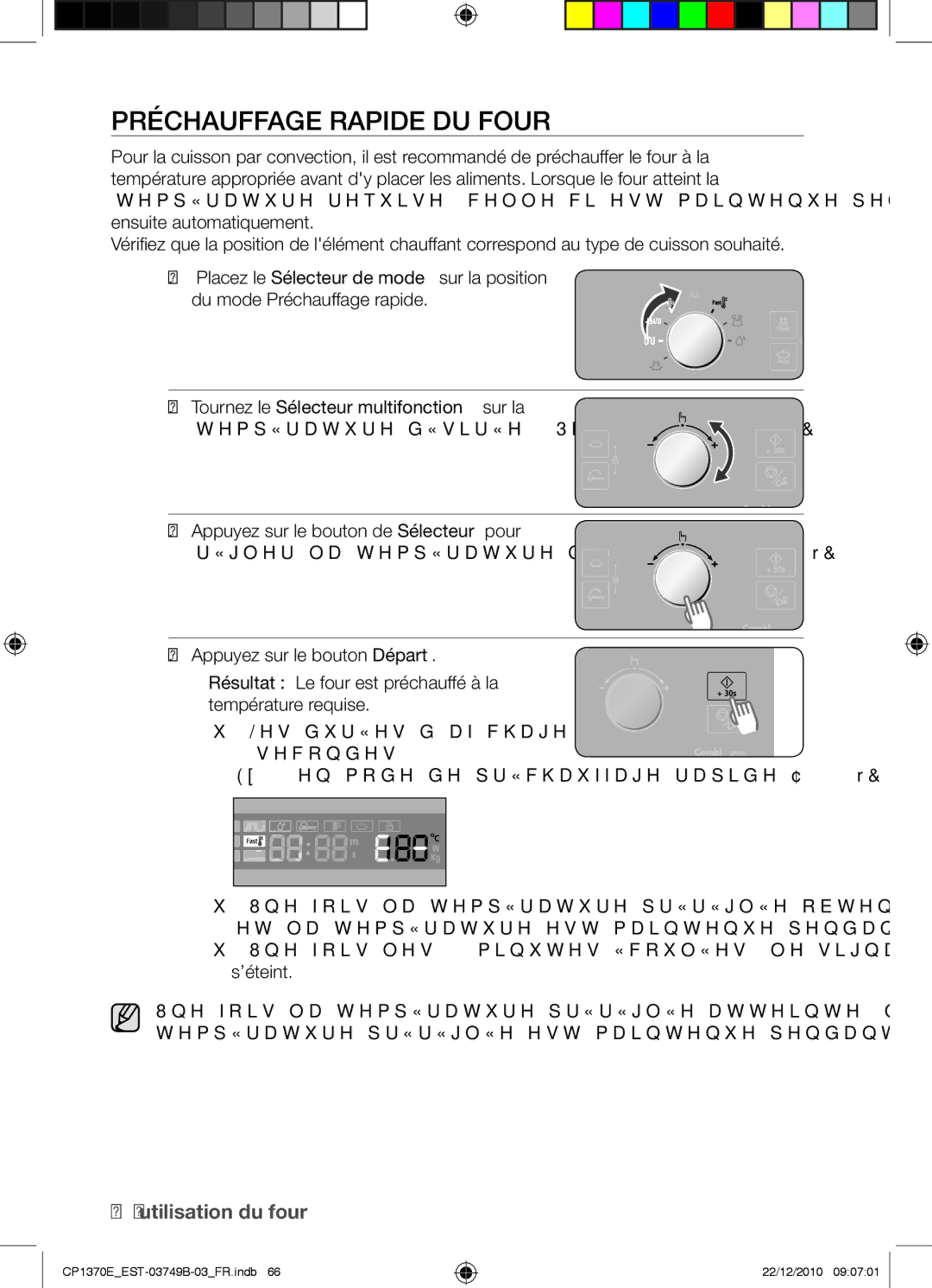 Samsung CP1370E-B/XEF manual Préchauffage rapide du four 