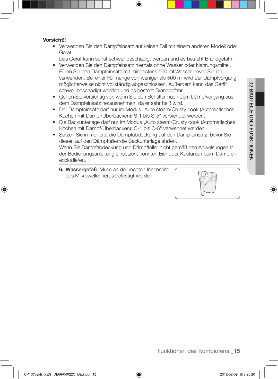 Samsung CP1370E-B/XEG manual Vorsicht 