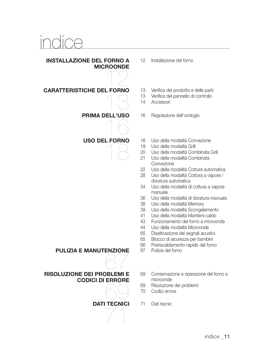 Samsung CP1370E-W/XET, CP1370E-S/XET manual Indice 