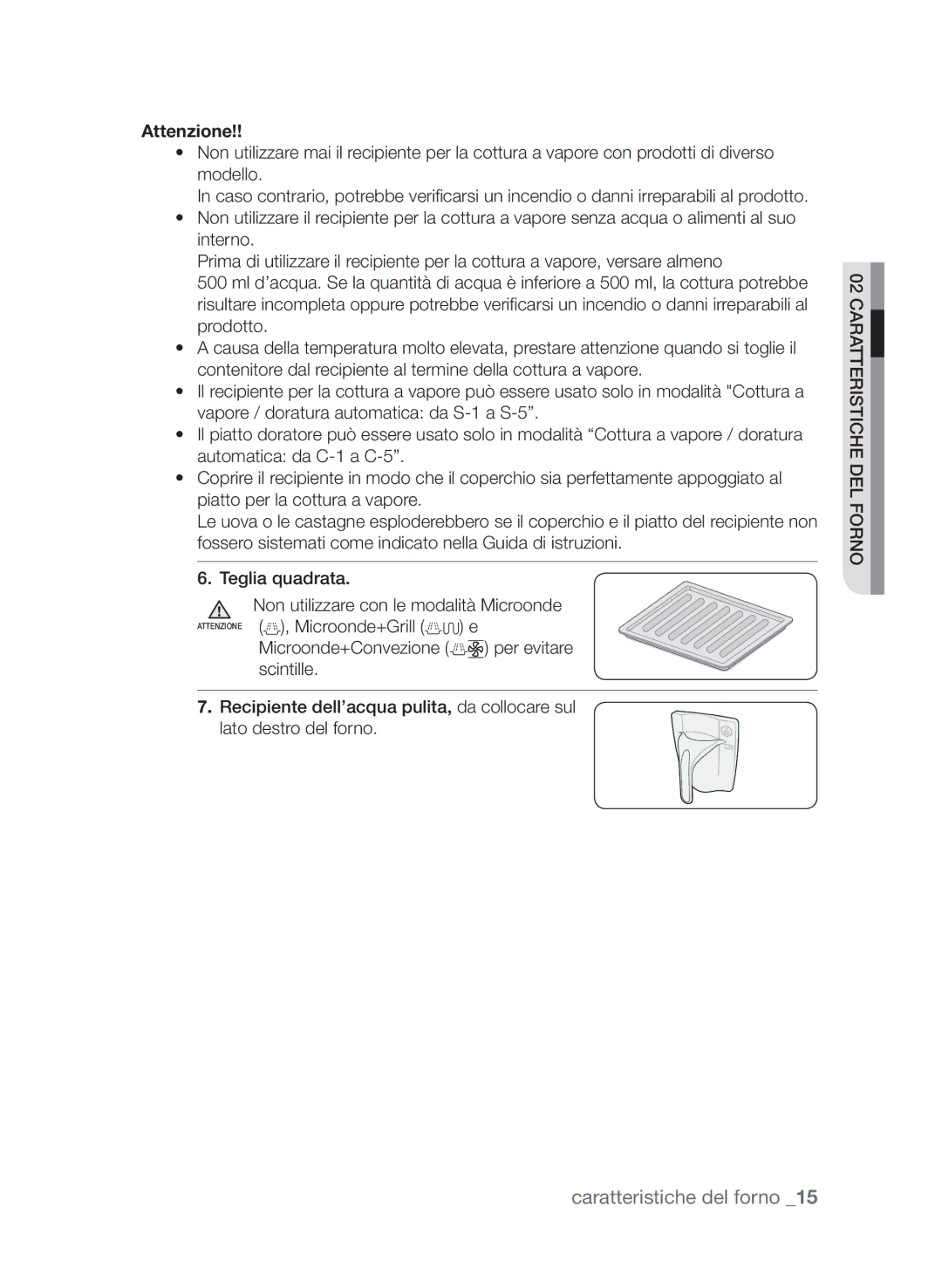 Samsung CP1370E-W/XET, CP1370E-S/XET manual Attenzione 