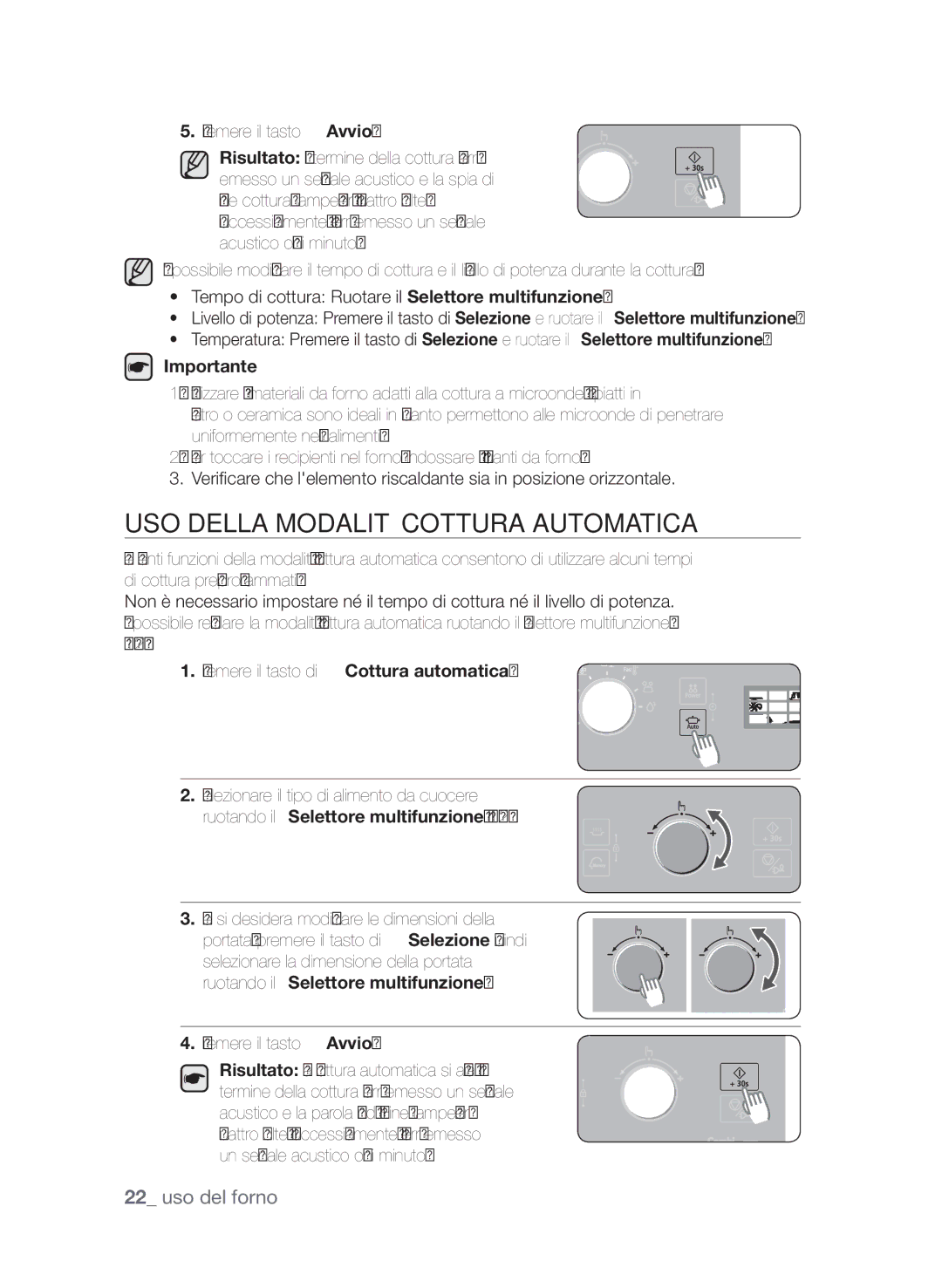 Samsung CP1370E-S/XET, CP1370E-W/XET manual Uso della modalità Cottura automatica, Premere il tasto di Cottura automatica 