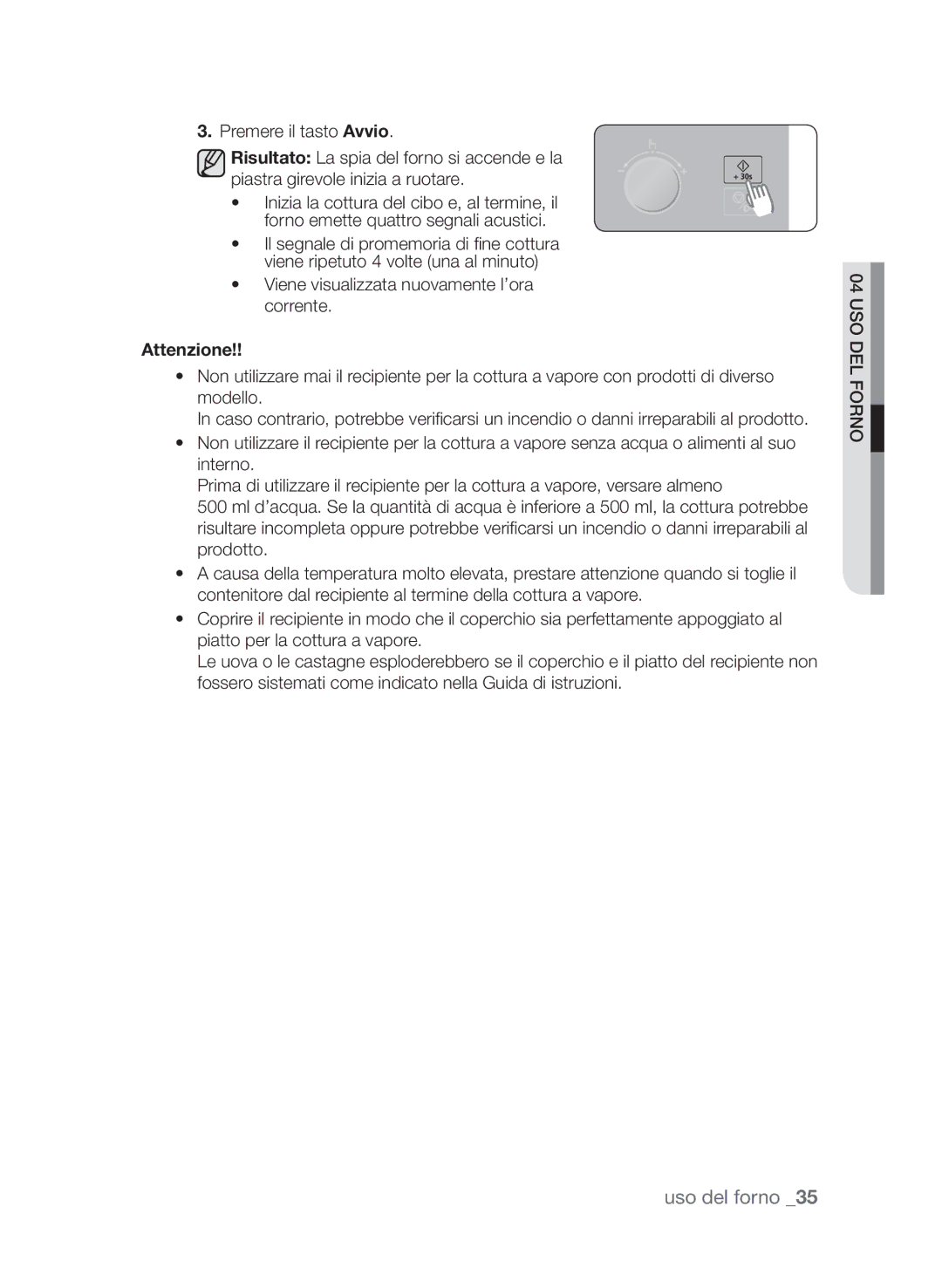 Samsung CP1370E-W/XET, CP1370E-S/XET manual Viene visualizzata nuovamente l’ora corrente, Attenzione 