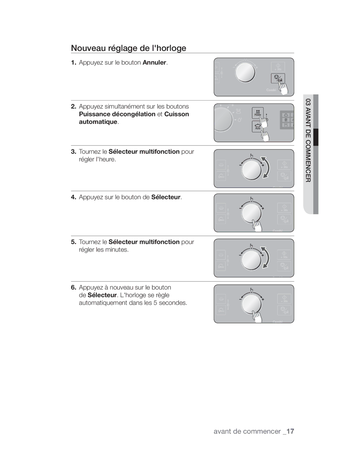 Samsung CP1370EST/XEF manual Nouveau réglage de lhorloge 