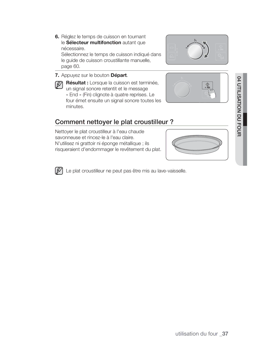 Samsung CP1370EST/XEF manual Comment nettoyer le plat croustilleur ?, Le Sélecteur multifonction autant que nécessaire 