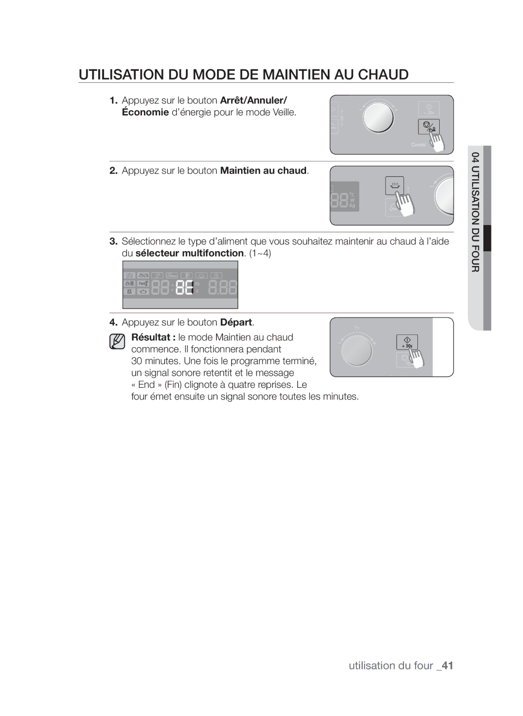 Samsung CP1370EST/XEF manual Utilisation du mode de maintien au chaud 