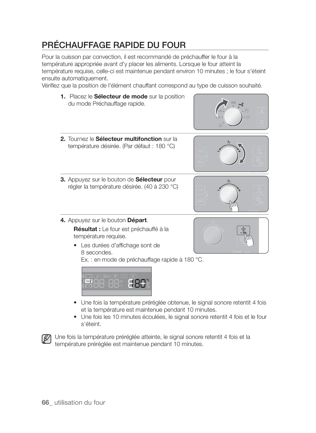 Samsung CP1370EST/XEF manual Préchauffage rapide du four 