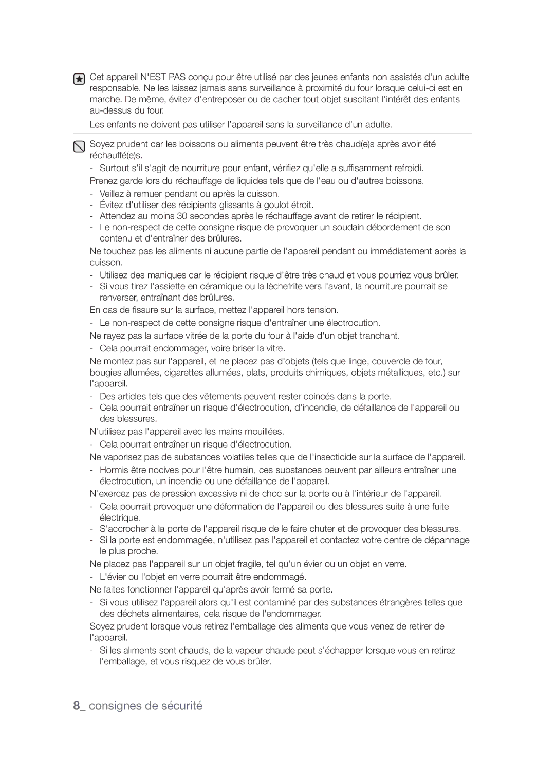 Samsung CP1370EST/XEF manual Consignes de sécurité 