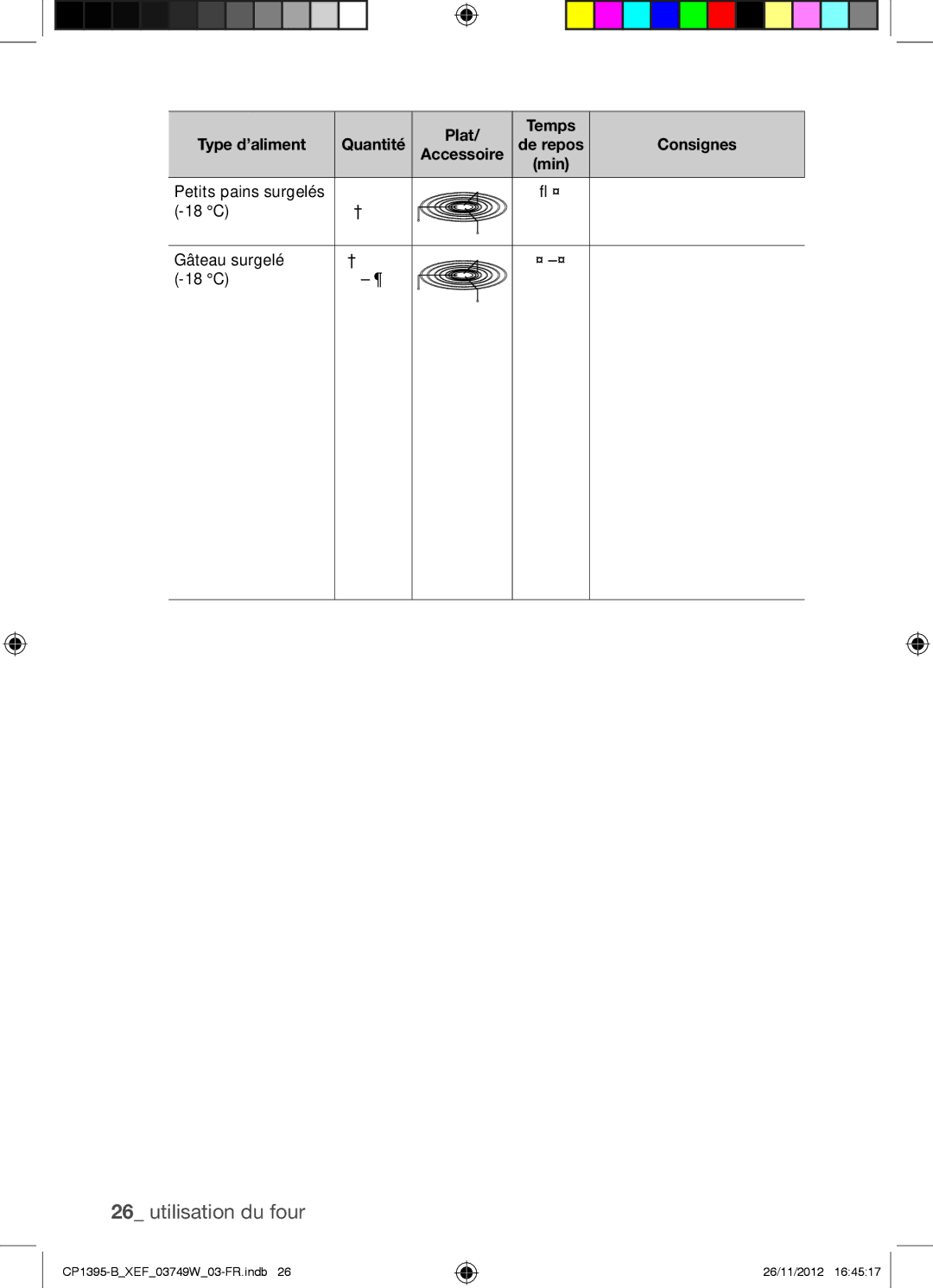 Samsung CP1395-B/XEF manual Petits pains surgelés 