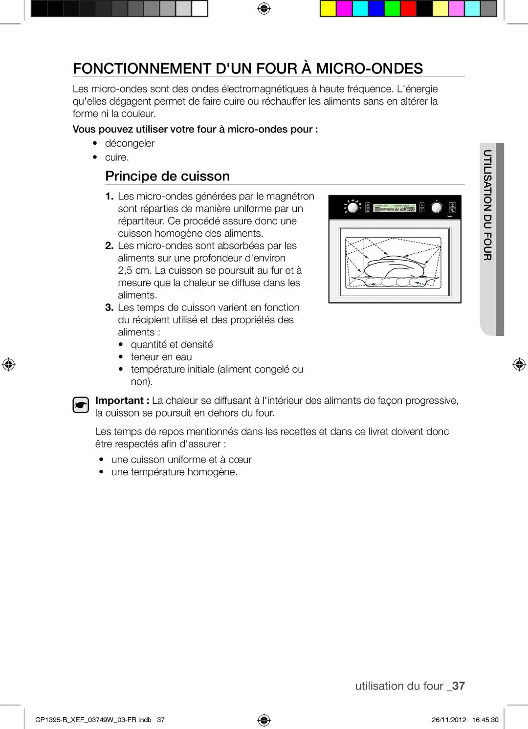 Samsung CP1395-B/XEF manual Fonctionnement DUN Four À MICRO-ONDES, Principe de cuisson 