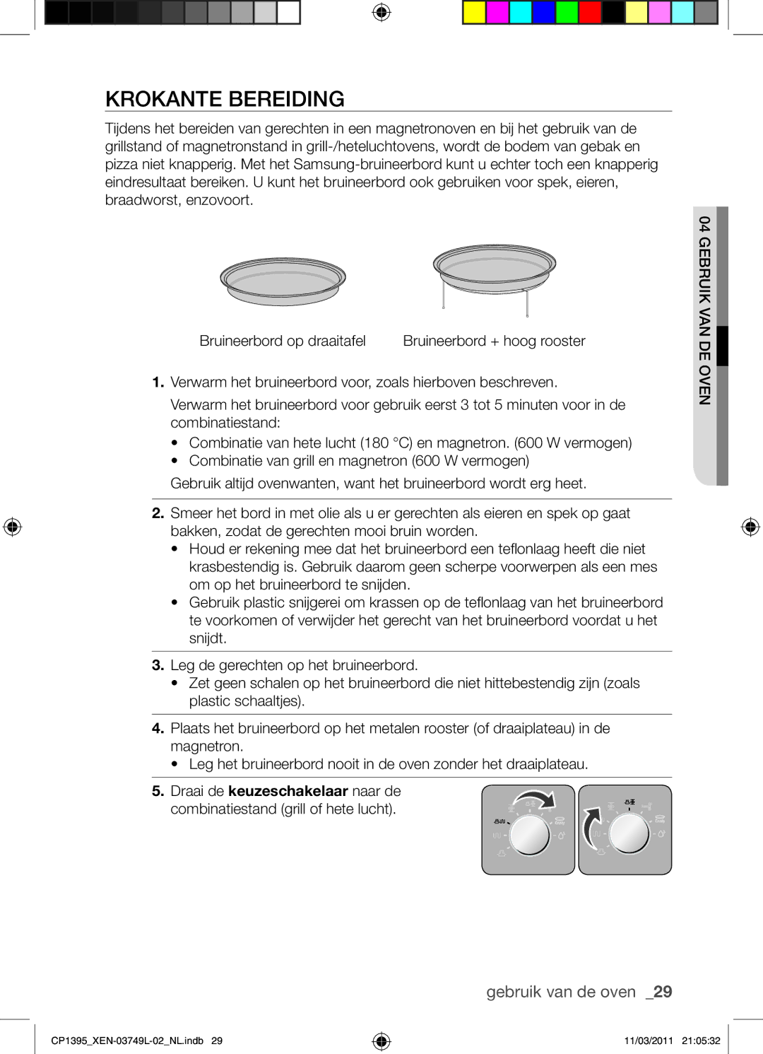 Samsung CP1395-S/XEN manual Krokante bereiding 