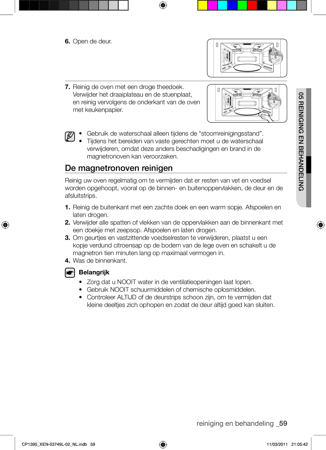 Samsung CP1395-S/XEN manual De magnetronoven reinigen 