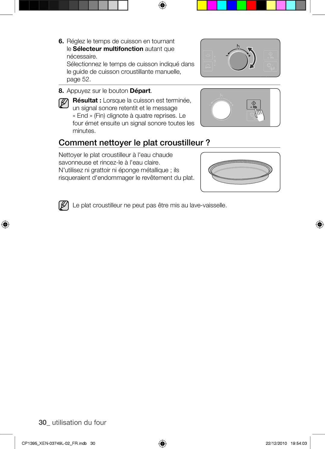 Samsung CP1395-S/XEN manual Comment nettoyer le plat croustilleur ?, Le Sélecteur multifonction autant que nécessaire 