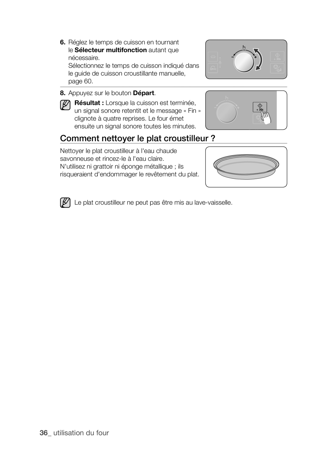 Samsung CP1395E-S/XEF manual Comment nettoyer le plat croustilleur ?, Le Sélecteur multifonction autant que nécessaire 