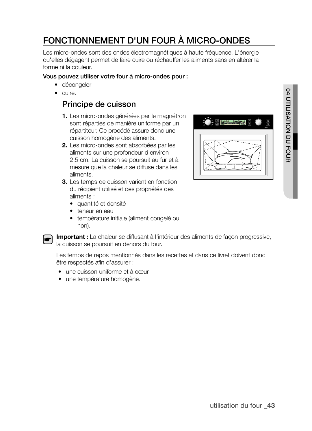 Samsung CP1395E-S/XEF manual Fonctionnement dun four à micro-ondes, Principe de cuisson 