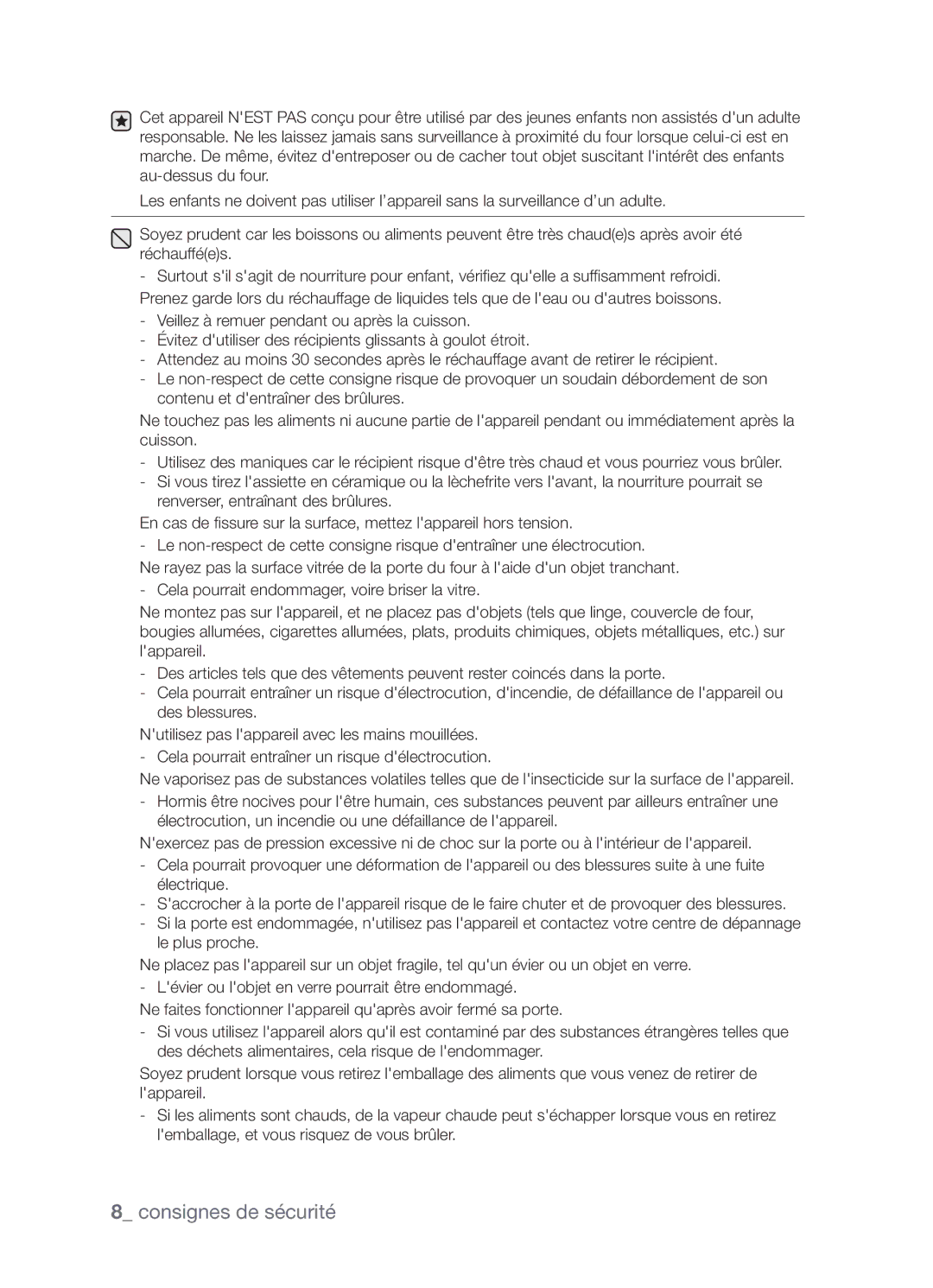 Samsung CP1395E-S/XEF manual Consignes de sécurité 