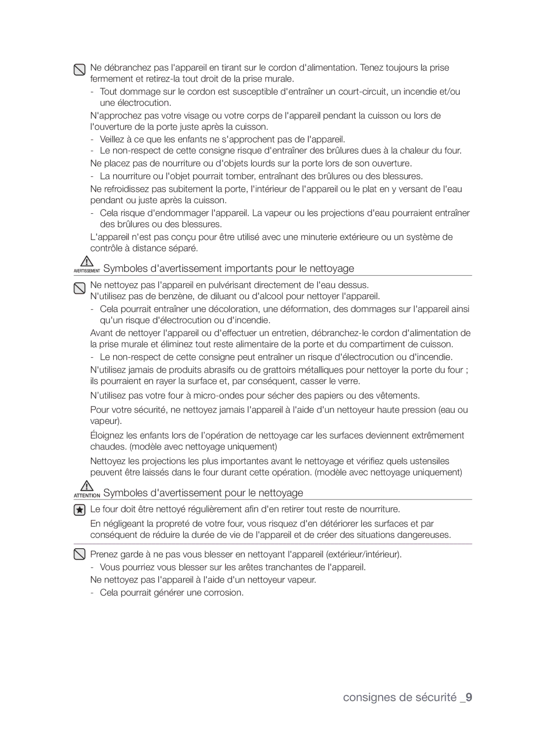 Samsung CP1395E-S/XEF manual Consignes de sécurité 