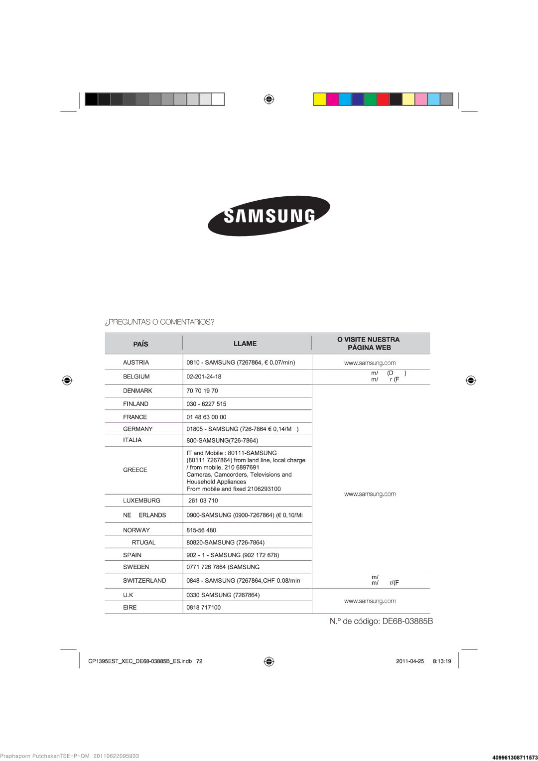 Samsung CP1395EST/XEC manual 