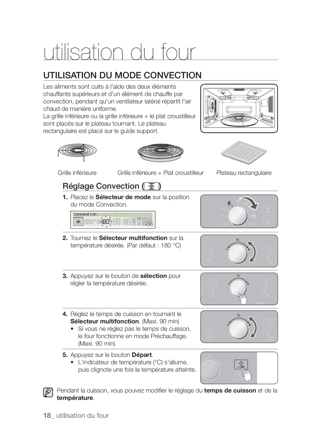 Samsung CP1395EST/XEF manual Utilisation du mode Convection, Réglage Convection 