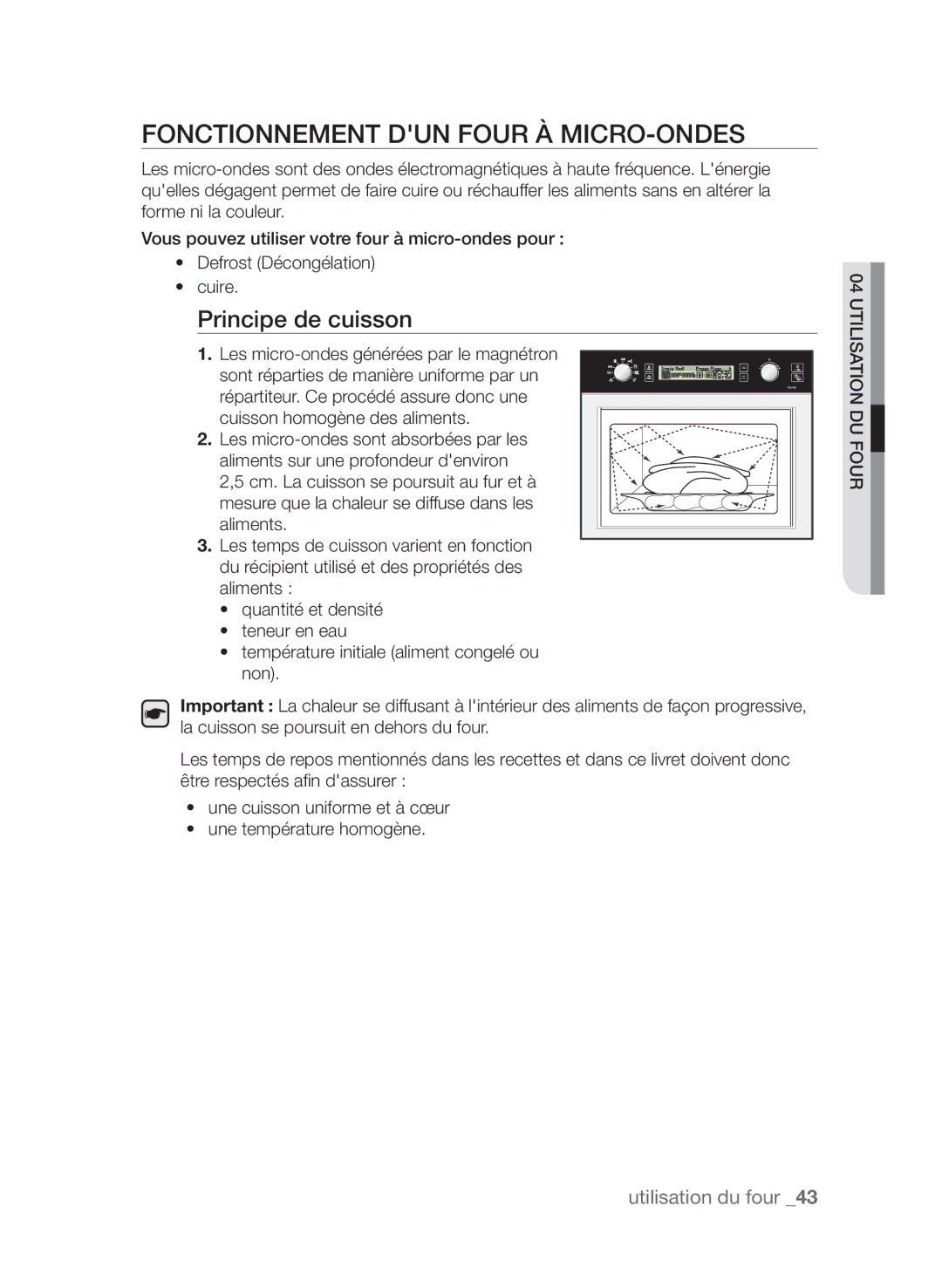 Samsung CP1395EST/XEF manual Fonctionnement dun four à micro-ondes, Principe de cuisson 