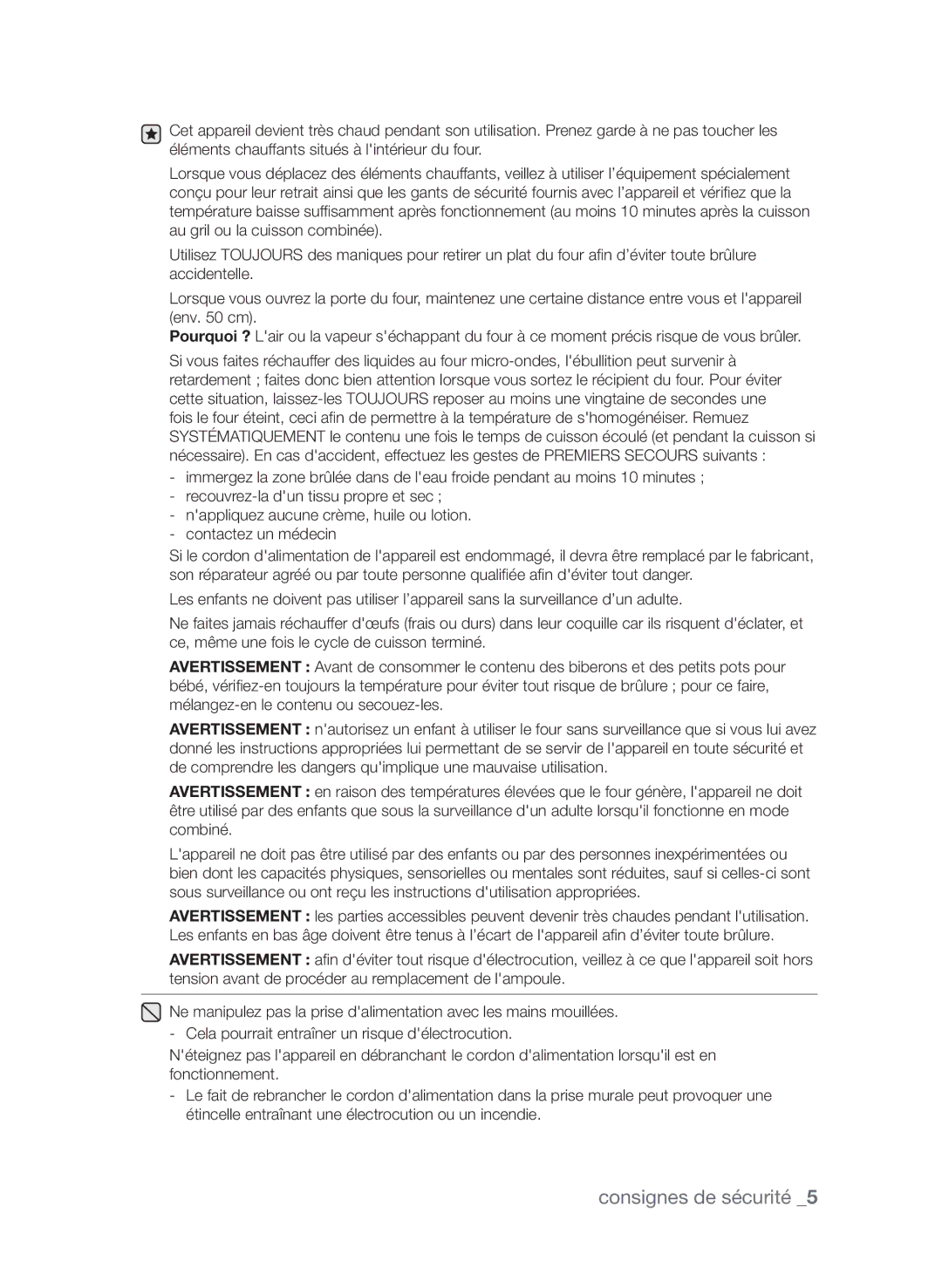 Samsung CP1395EST/XEF manual Consignes de sécurité 