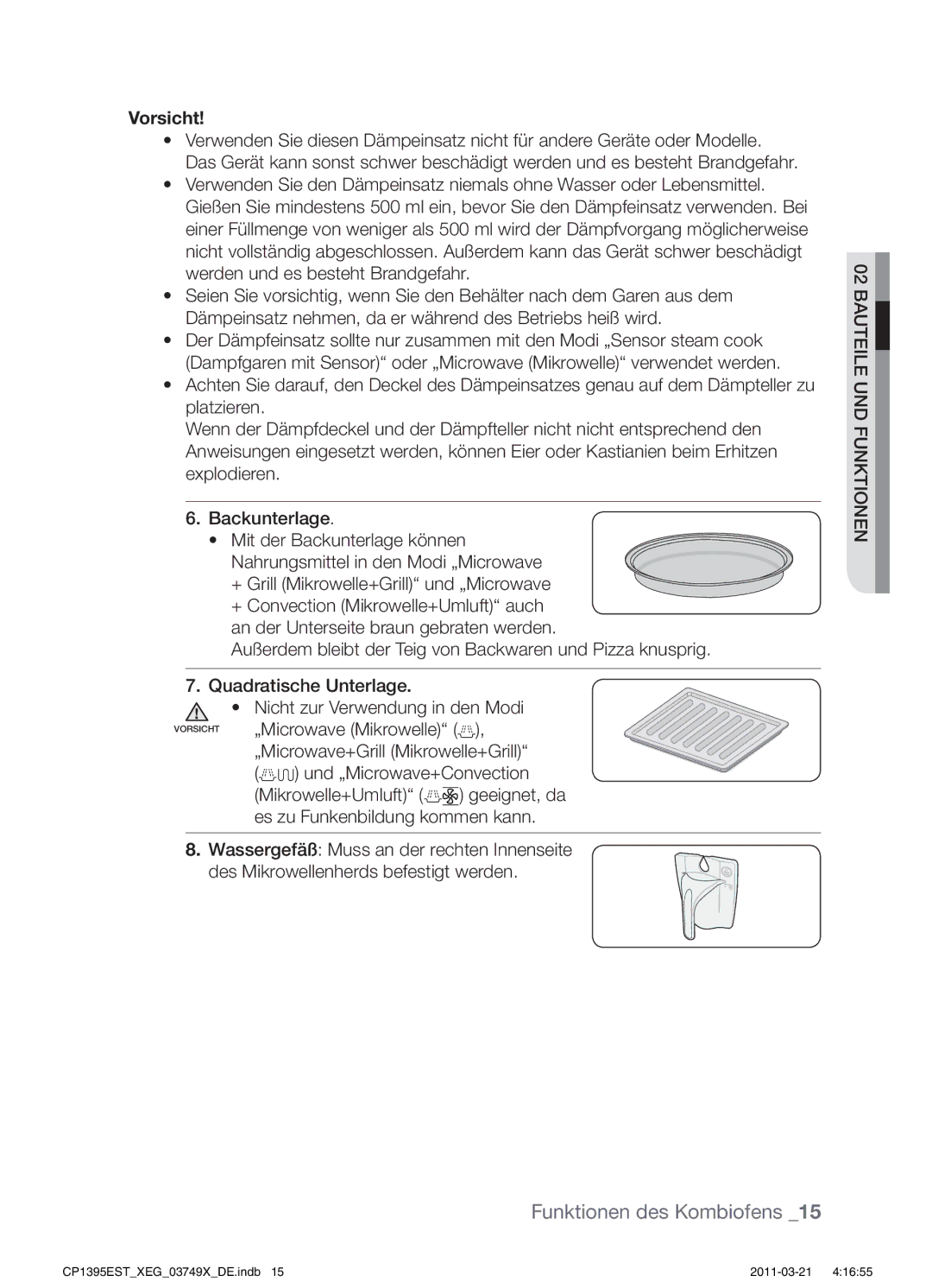 Samsung CP1395EST/XEF, CP1395EST/XEN, CP1395EST/XET, CP1395EST/XEG manual Vorsicht 