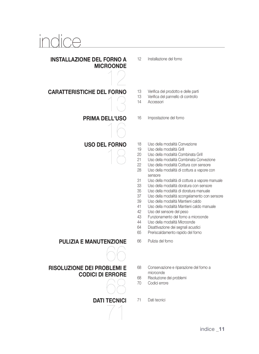 Samsung CP1395E-B/XET, CP1395EST/XET, CP1395E-S/XET manual Indice 