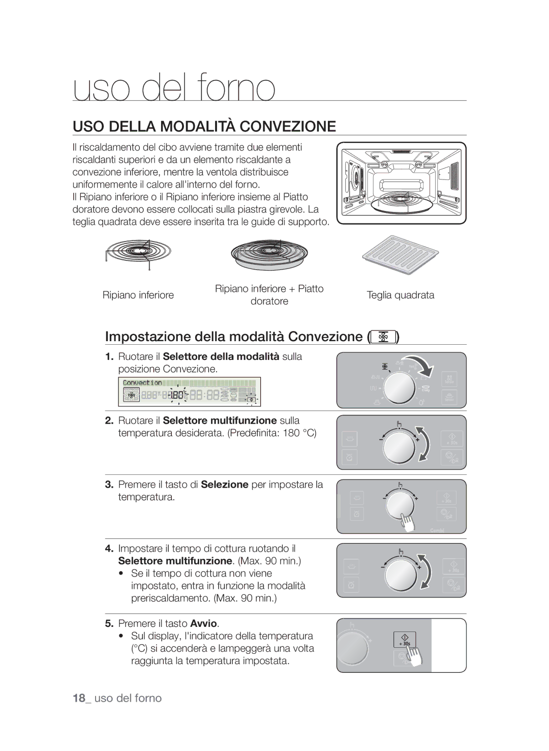 Samsung CP1395EST/XET, CP1395E-S/XET Uso del forno, Uso della modalità Convezione, Impostazione della modalità Convezione 