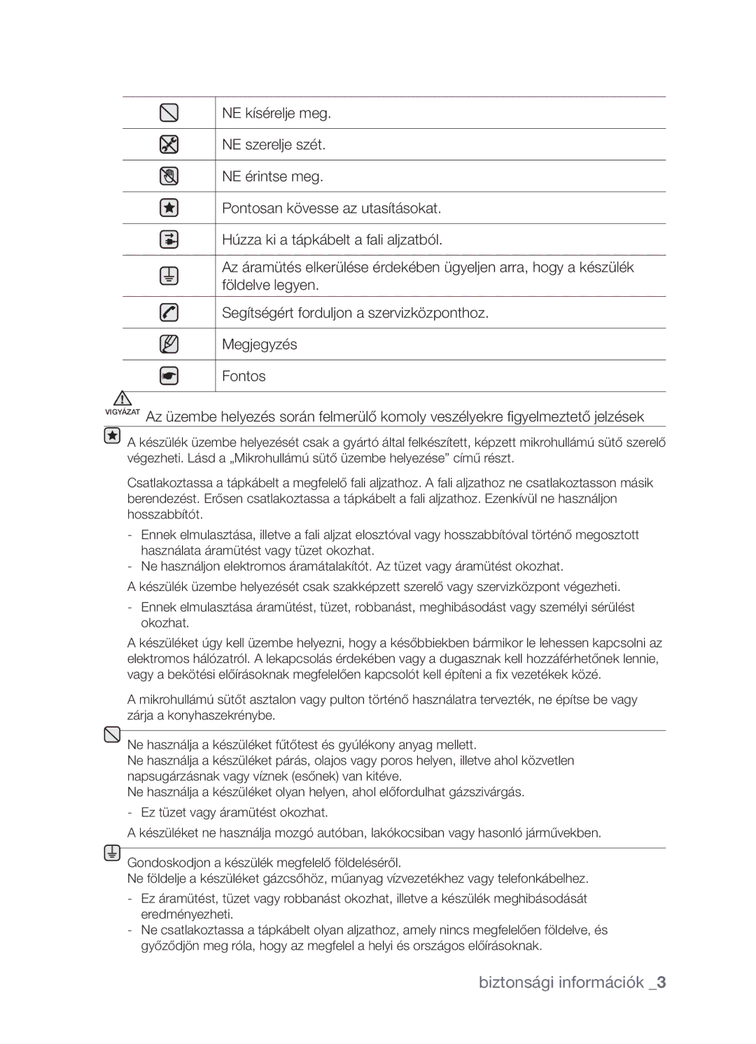 Samsung CP1395EST/XEO, CP1395EST/XET manual Biztonsági információk 