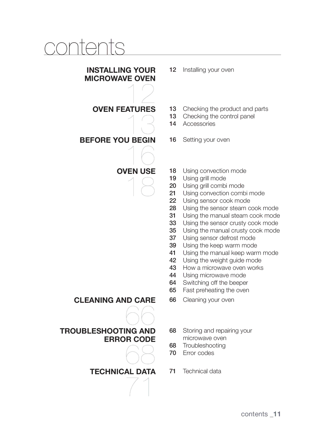 Samsung CP1395EST/XEO, CP1395EST/XET manual Contents 